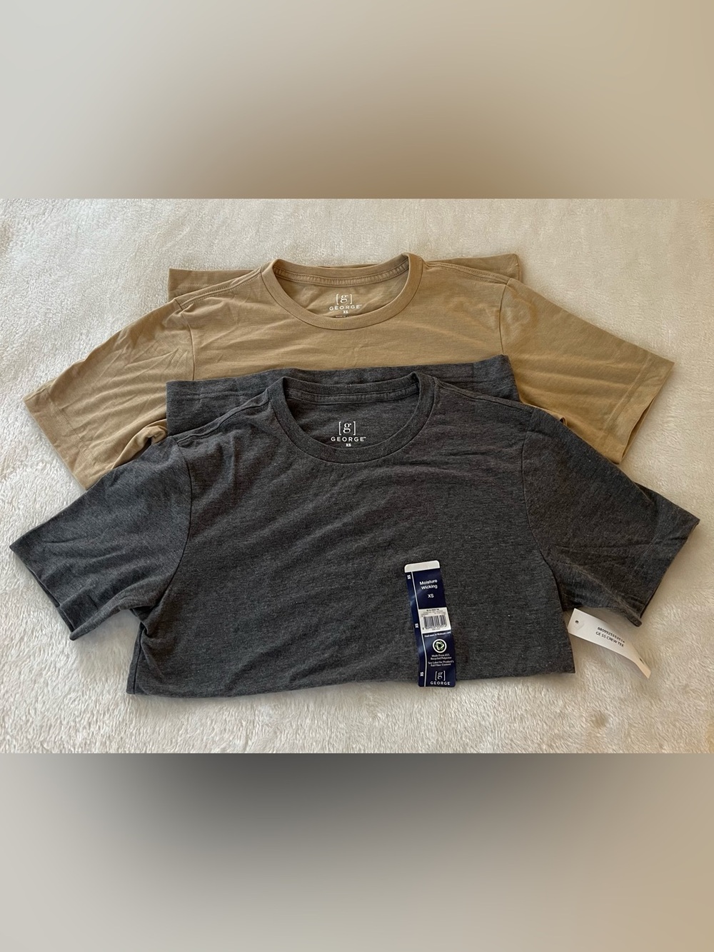 George Short Sleeve Crew Neck T-Shirts in Charcoal and Tan
